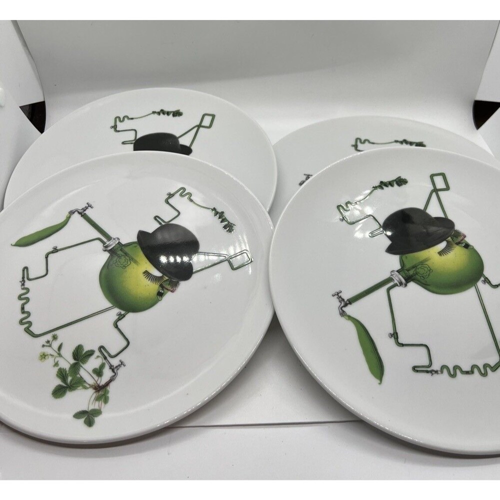 4 IKEA Stunsig MALCOM STUART Limited Ed 2017 Salad Dessert Bread Plates PEA 8.25